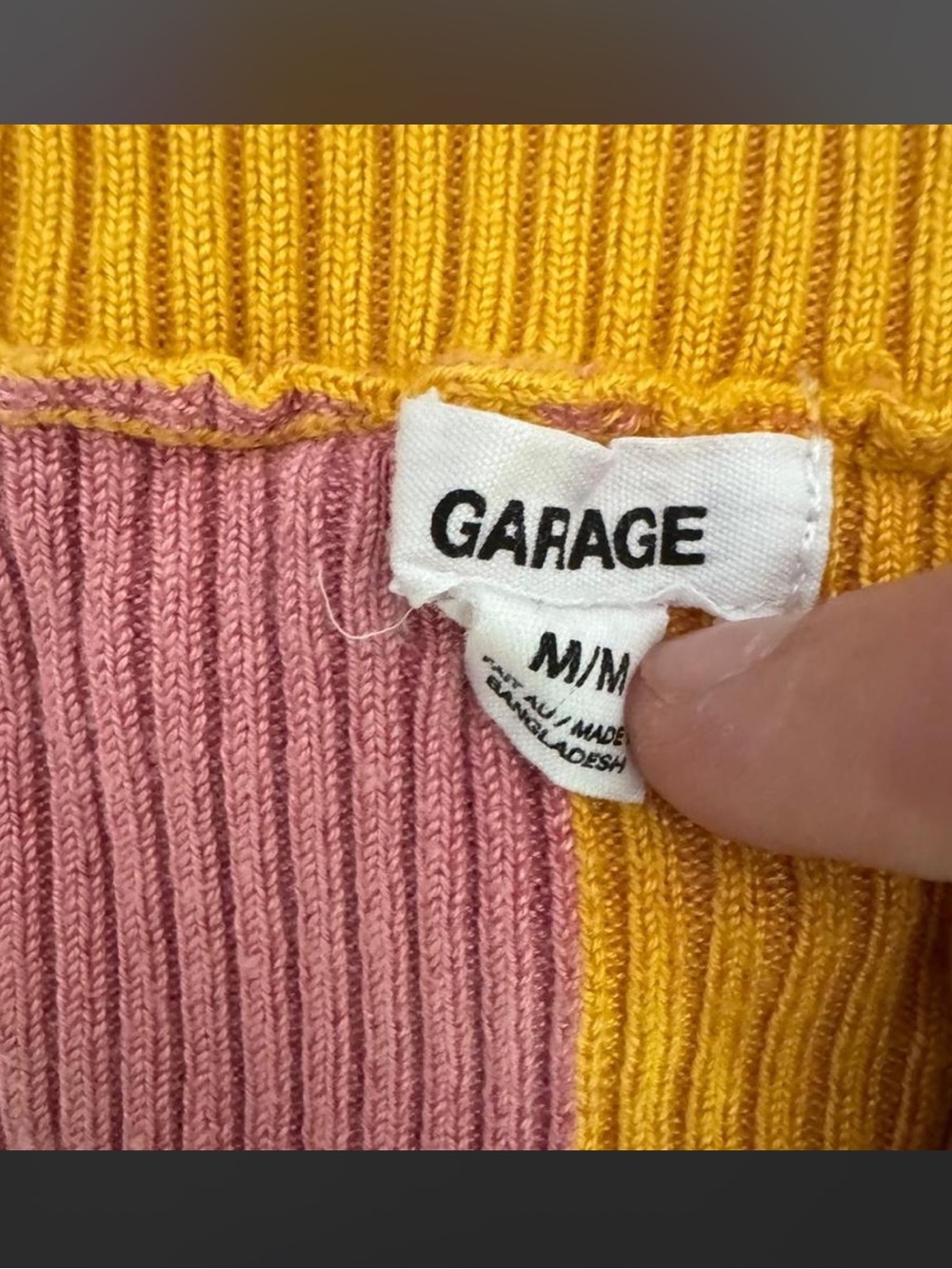 Colorblock Ribbed Cropped Top - Pink & Yellow - Picture 2 of 4
